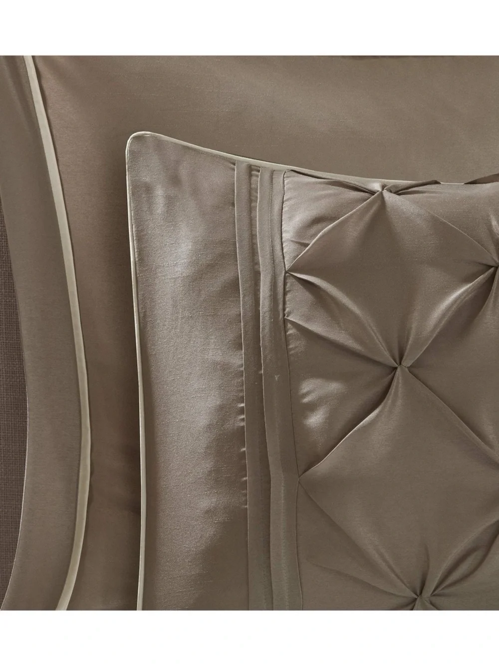 Madison Park Faux Silk Comforter Set Decorative Pillows,Taupe Cal King 24 piece